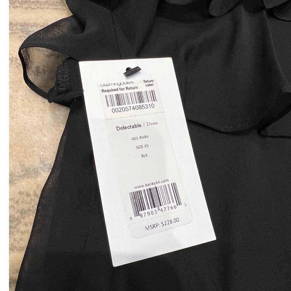 NWT BAILEY 44 Black Halter Ruffle Dress - Picture 6 of 6